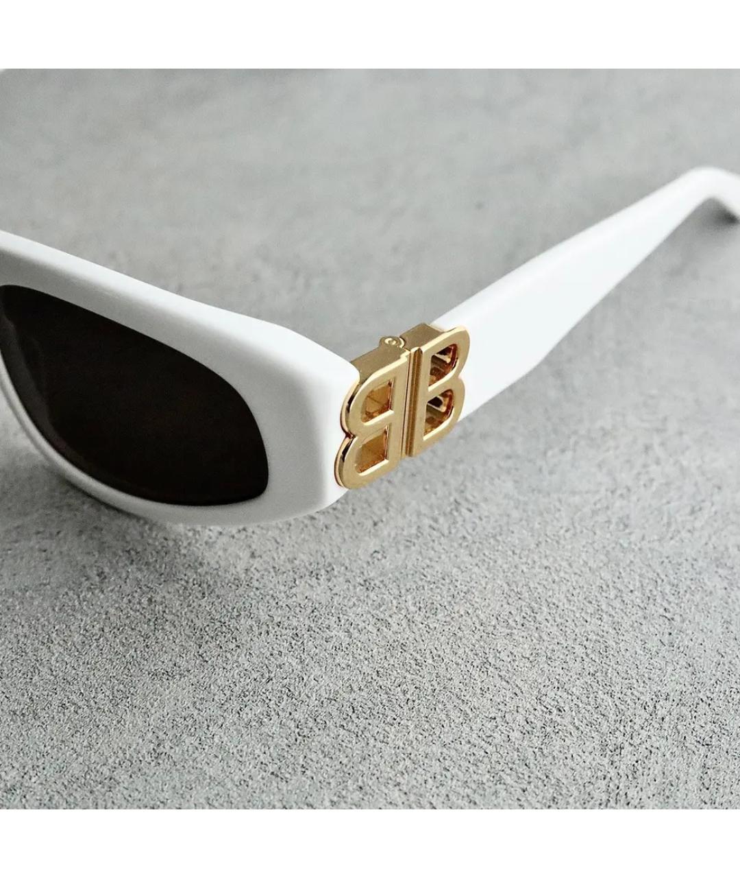 BALENCIAGA Белые пластиковые солнцезащитные очки, фото 6