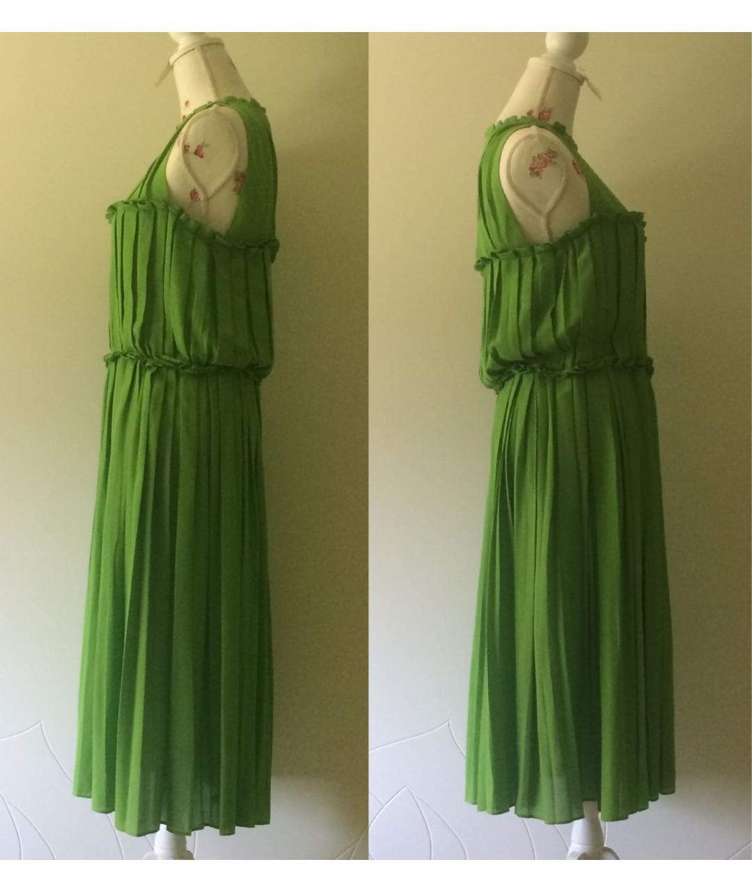 BOTTEGA VENETA Зеленые хлопковое повседневное платье, фото 5
