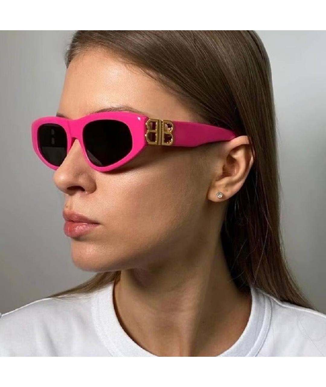 BALENCIAGA Розовые пластиковые солнцезащитные очки, фото 3