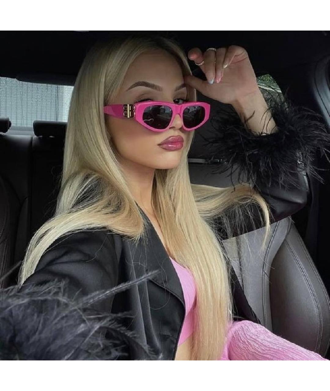 BALENCIAGA Розовые пластиковые солнцезащитные очки, фото 2