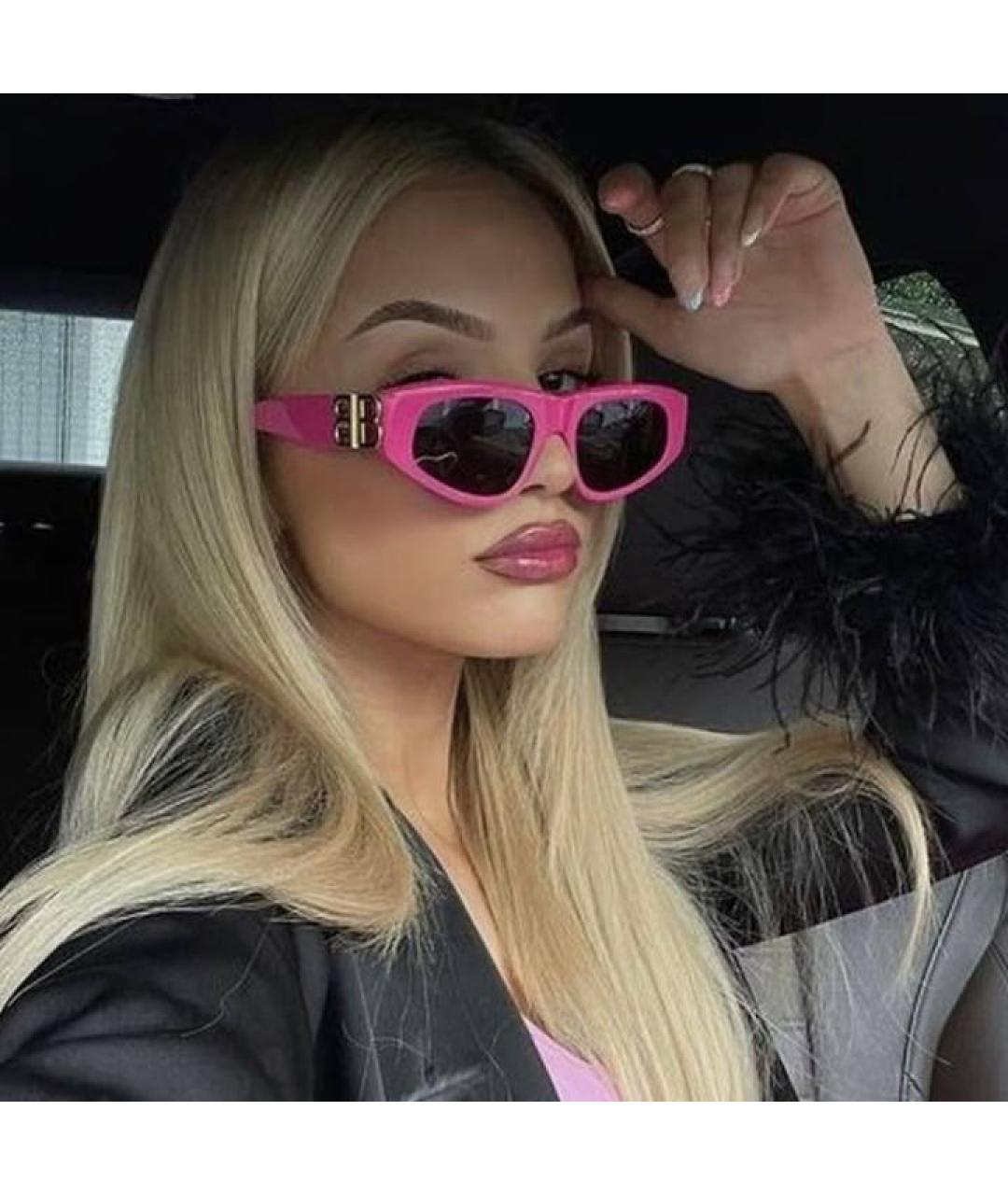 BALENCIAGA Розовые пластиковые солнцезащитные очки, фото 6