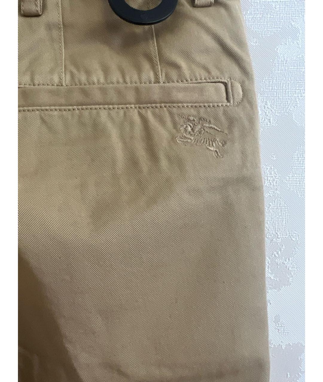 BURBERRY Бежевые хлопковые брюки и шорты, фото 4