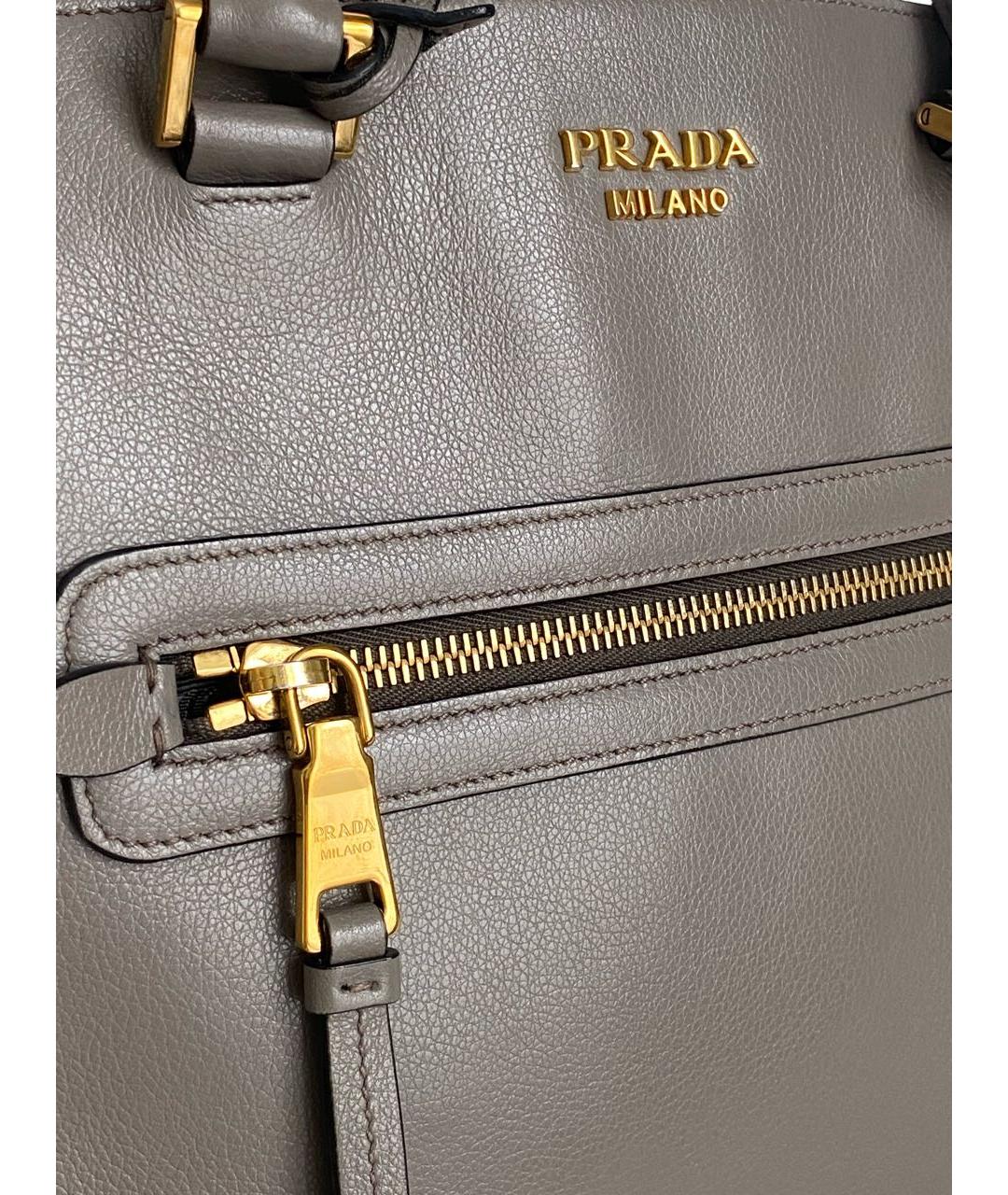 PRADA Антрацитовая кожаная сумка с короткими ручками, фото 5