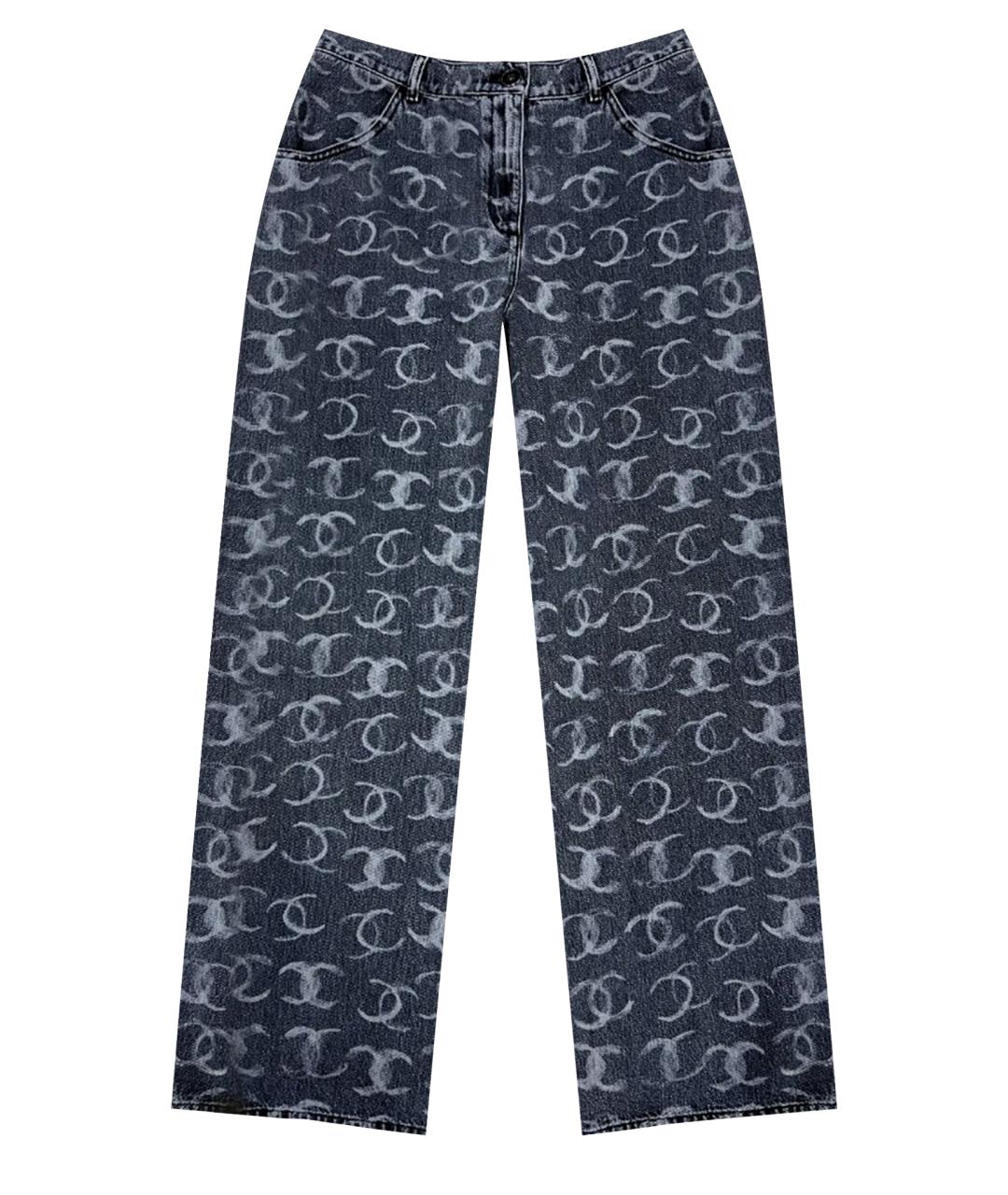 CHANEL PRE-OWNED Серые хлопковые прямые джинсы, фото 1
