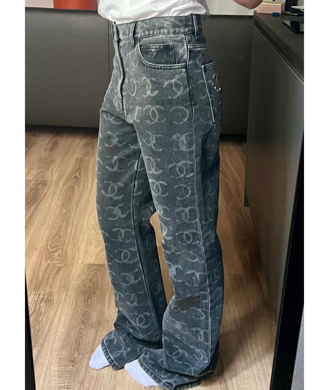 CHANEL PRE-OWNED Серые хлопковые прямые джинсы, фото 2