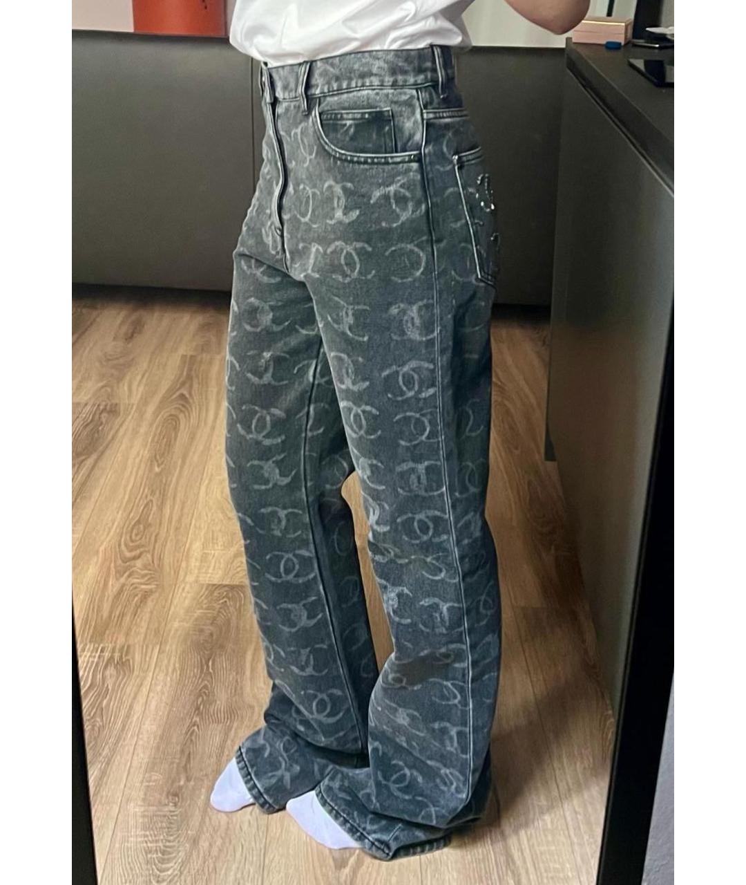 CHANEL PRE-OWNED Серые хлопковые прямые джинсы, фото 5