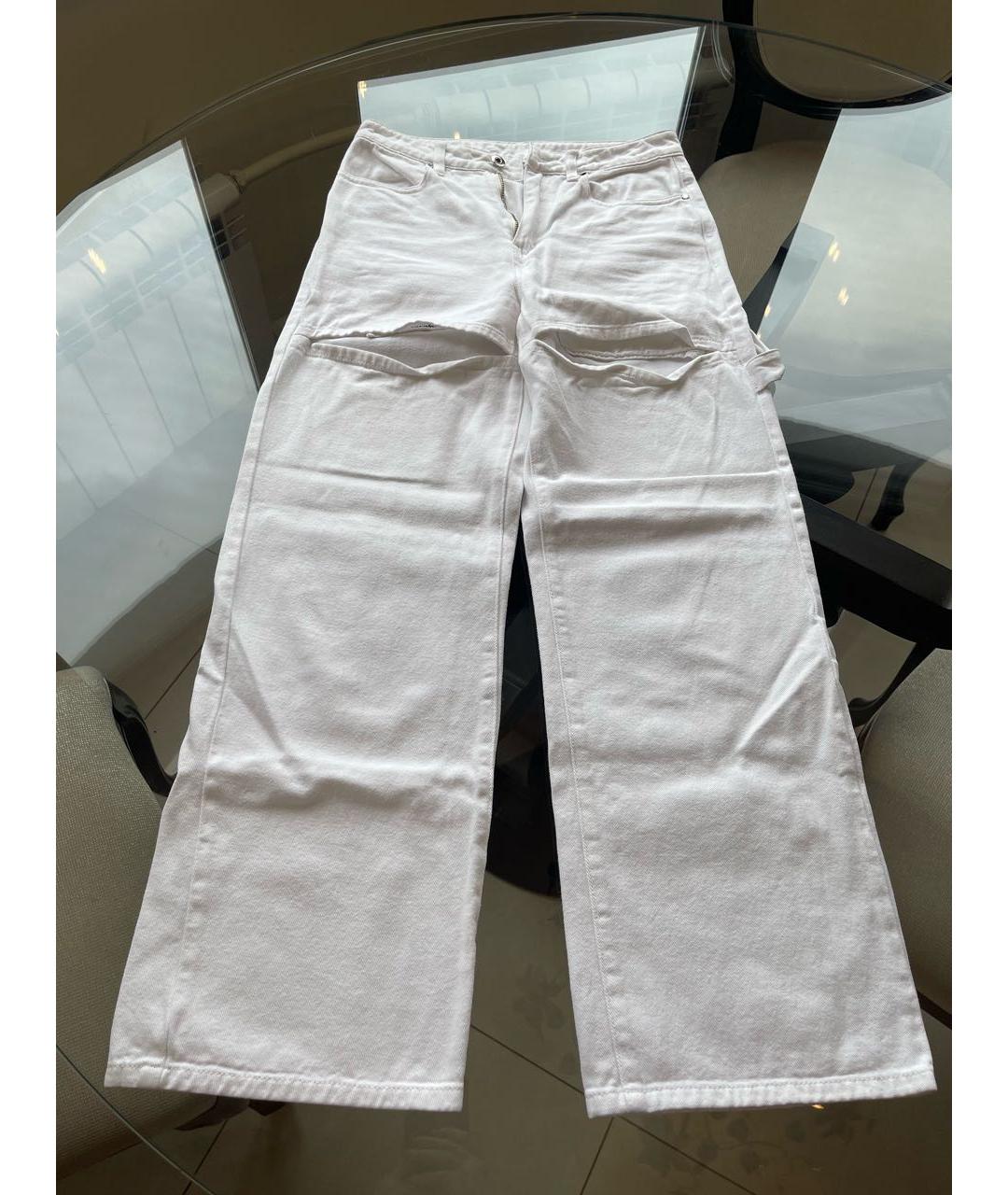 MM6 MAISON MARGIELA Белые хлопковые прямые джинсы, фото 6