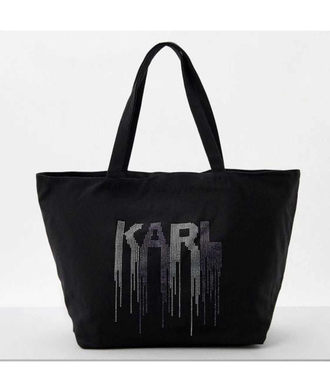 KARL LAGERFELD Черная тканевая пляжная сумка, фото 6