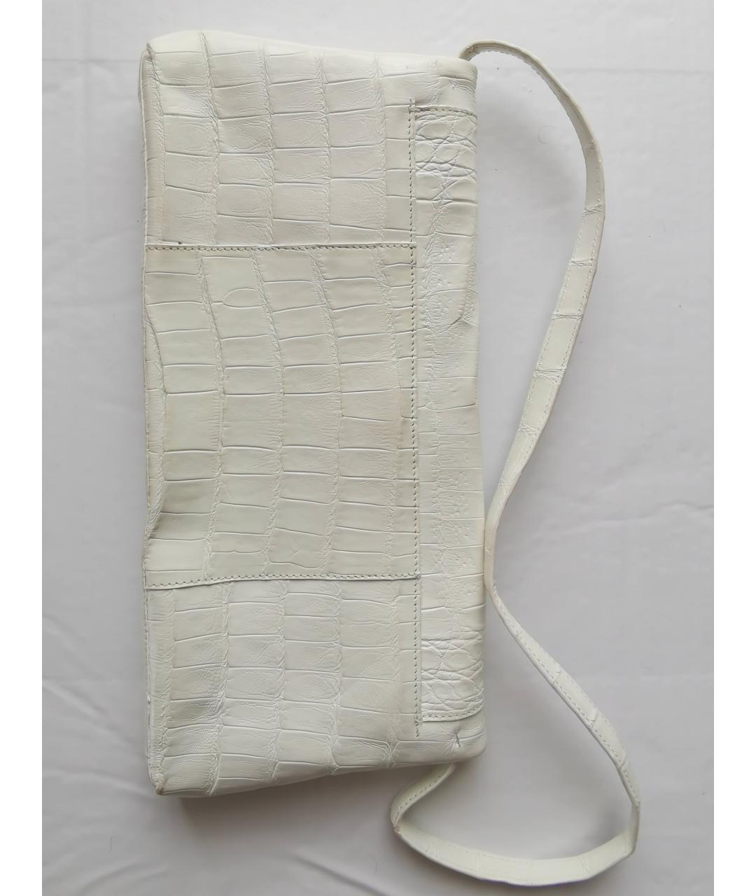 NANCY GONZALEZ Белая сумка с короткими ручками из экзотической кожи, фото 3