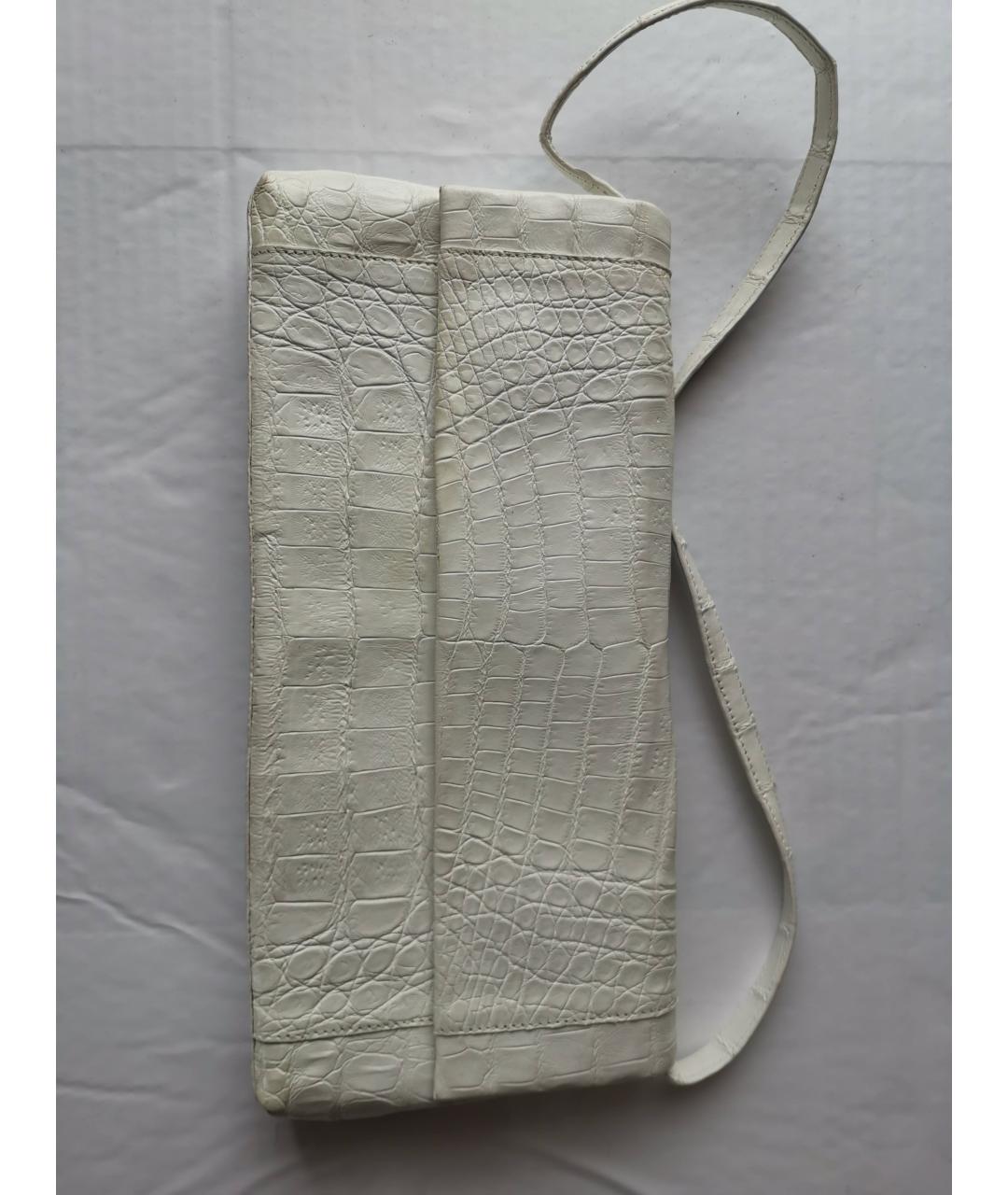 NANCY GONZALEZ Белая сумка с короткими ручками из экзотической кожи, фото 9