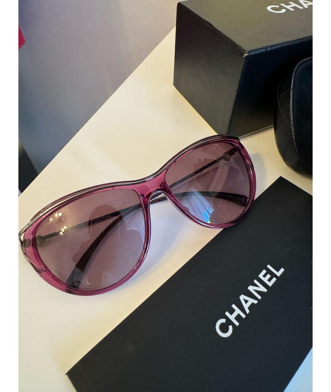 CHANEL PRE-OWNED Фиолетовые металлические солнцезащитные очки, фото 9