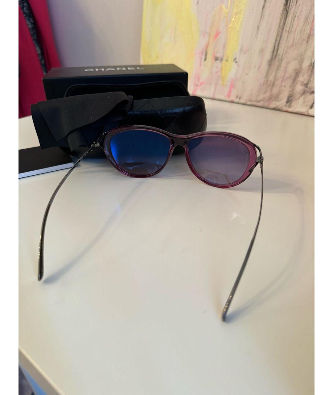 CHANEL PRE-OWNED Фиолетовые металлические солнцезащитные очки, фото 7
