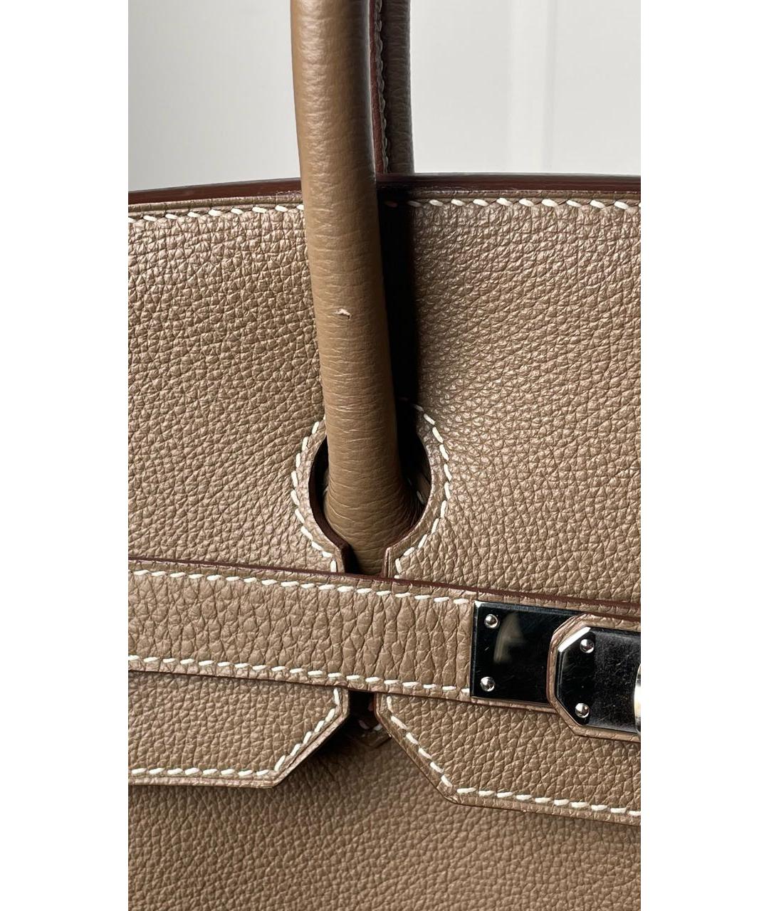 HERMES PRE-OWNED Серая кожаная сумка с короткими ручками, фото 5