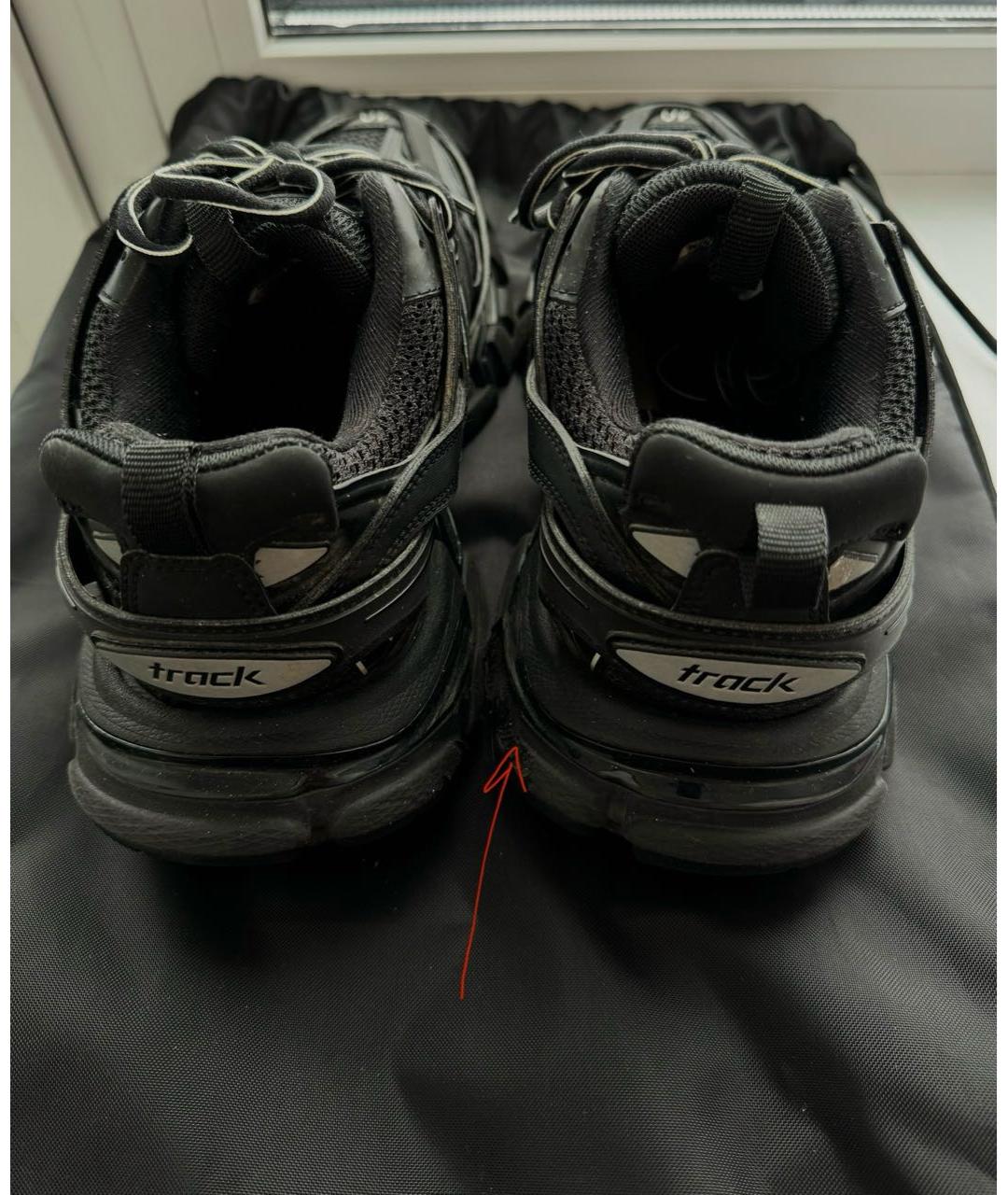 BALENCIAGA Черные кожаные кроссовки, фото 4