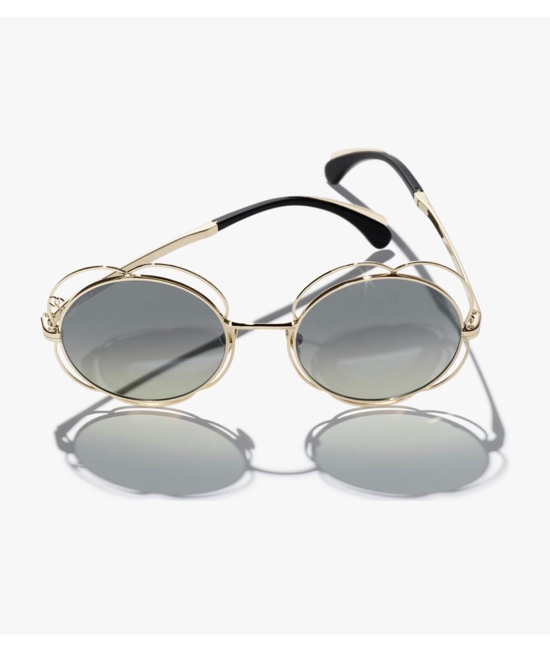 CHANEL PRE-OWNED Золотые металлические солнцезащитные очки, фото 4