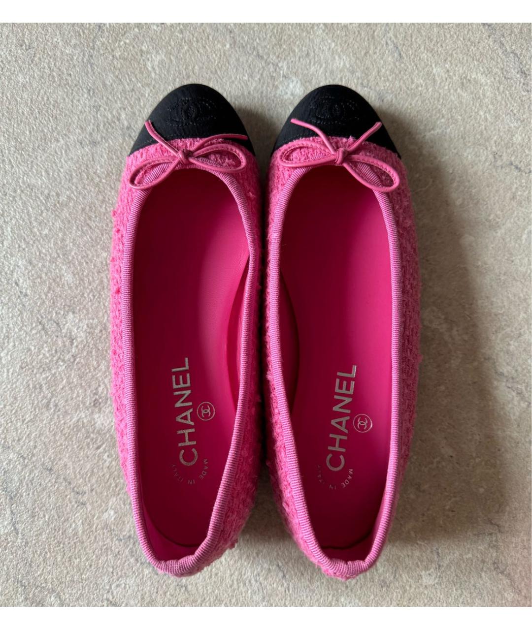 CHANEL PRE-OWNED Розовые текстильные балетки, фото 3