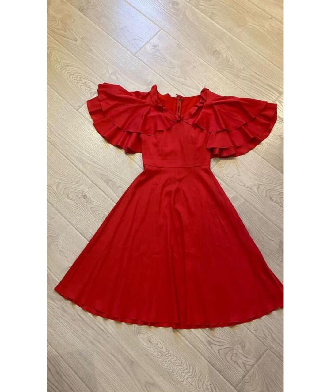 DOLCE&GABBANA Красное шелковое коктейльное платье, фото 6
