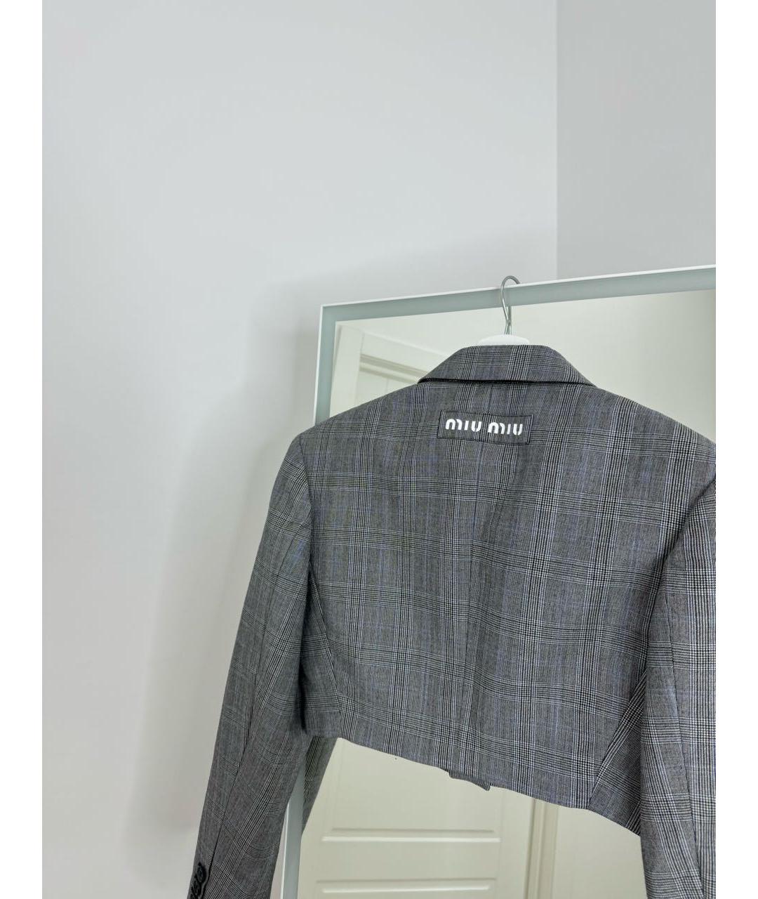 MIU MIU Серый шерстяной жакет/пиджак, фото 6