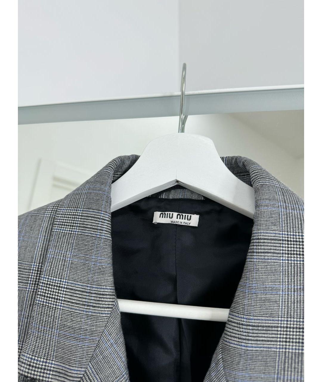 MIU MIU Серый шерстяной жакет/пиджак, фото 2