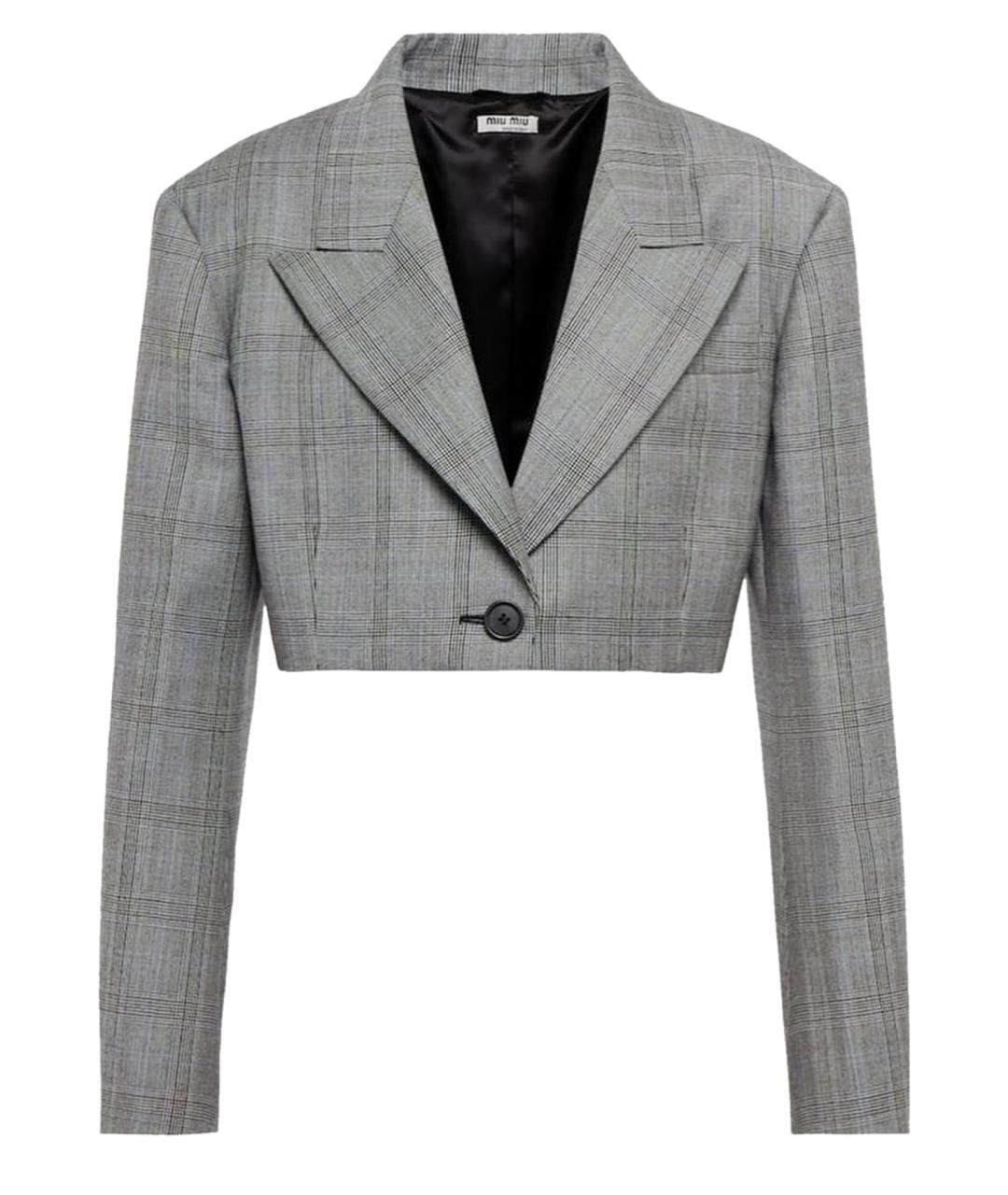 MIU MIU Серый шерстяной жакет/пиджак, фото 1