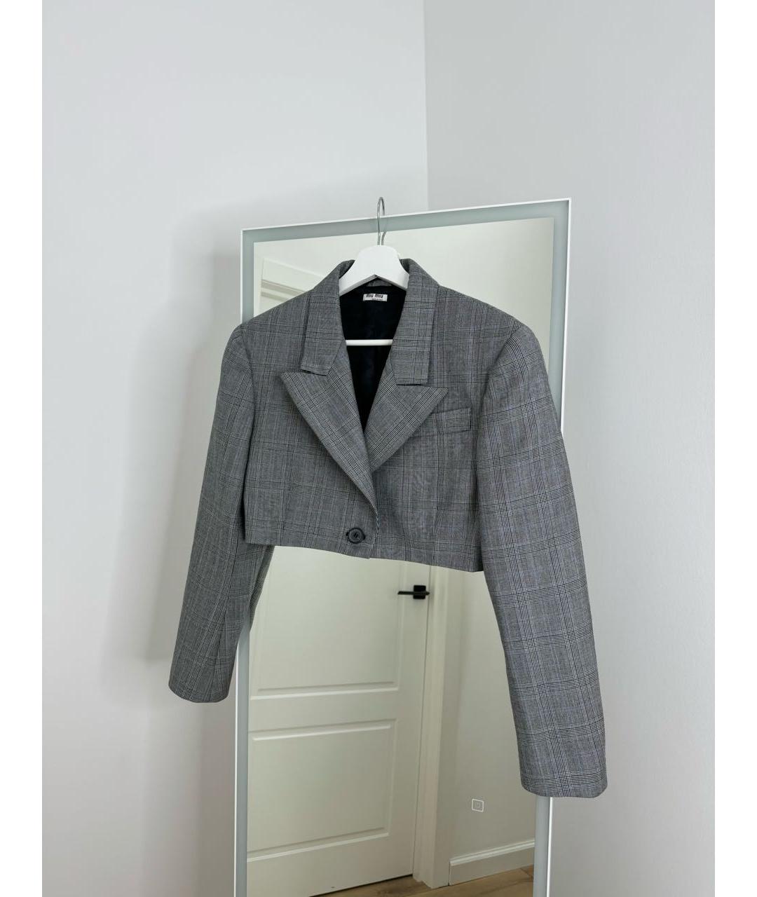 MIU MIU Серый шерстяной жакет/пиджак, фото 7