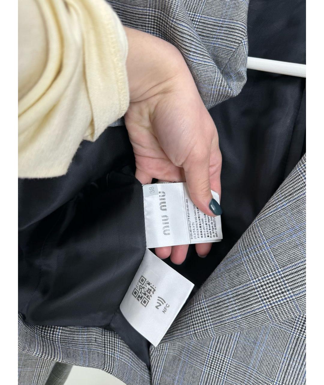 MIU MIU Серый шерстяной жакет/пиджак, фото 4