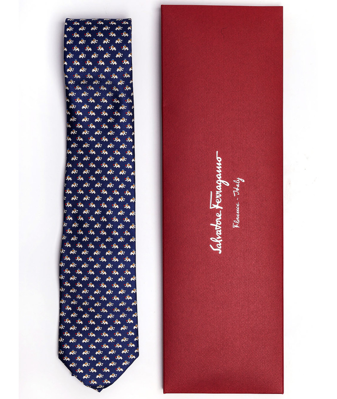 SALVATORE FERRAGAMO Синий шелковый галстук, фото 2