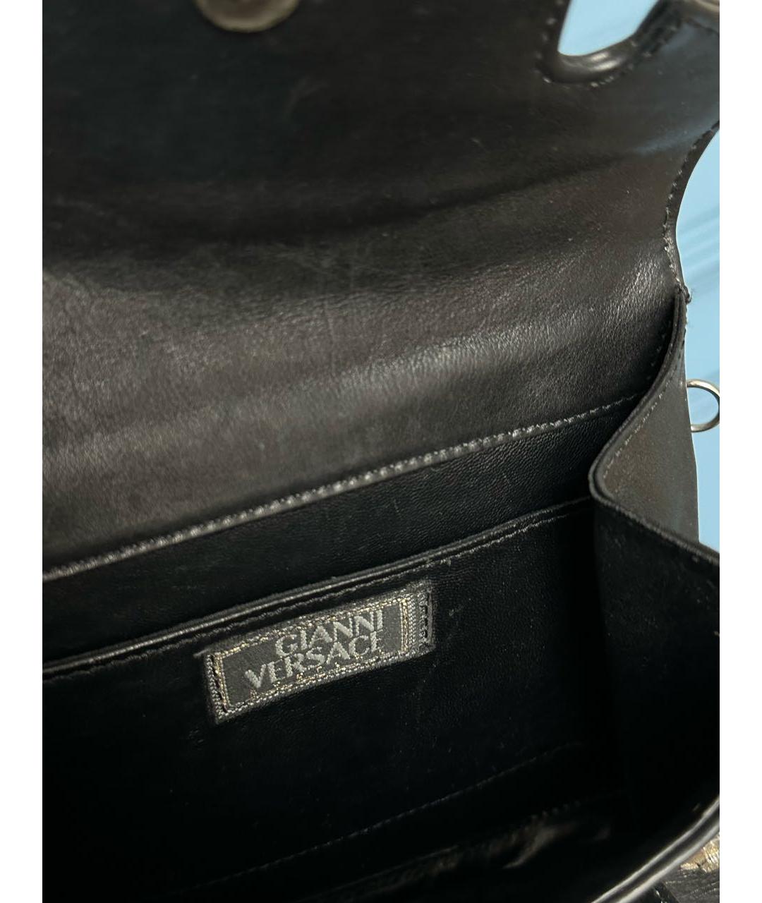VERSACE Черная кожаная сумка с короткими ручками, фото 4
