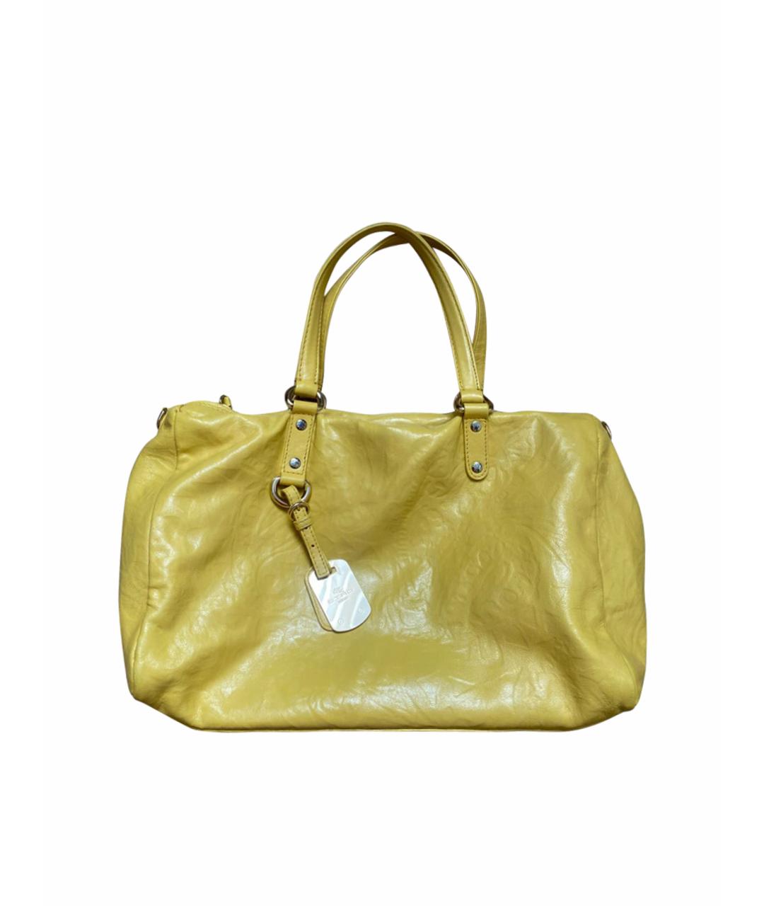 ETRO Желтая кожаная сумка с короткими ручками, фото 1