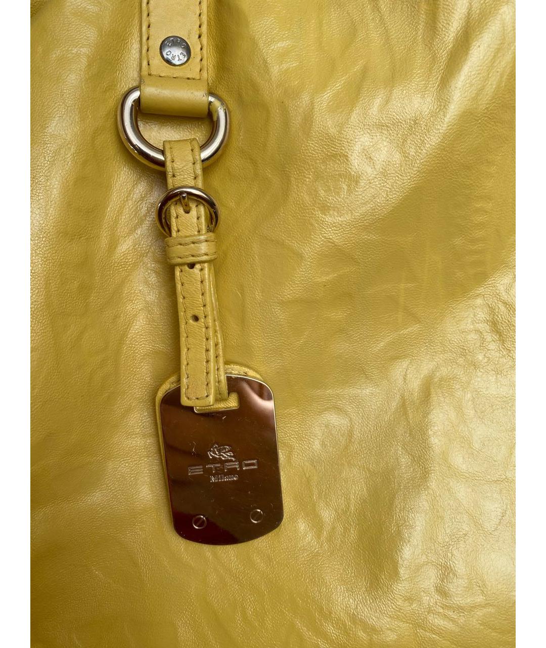 ETRO Желтая кожаная сумка с короткими ручками, фото 4
