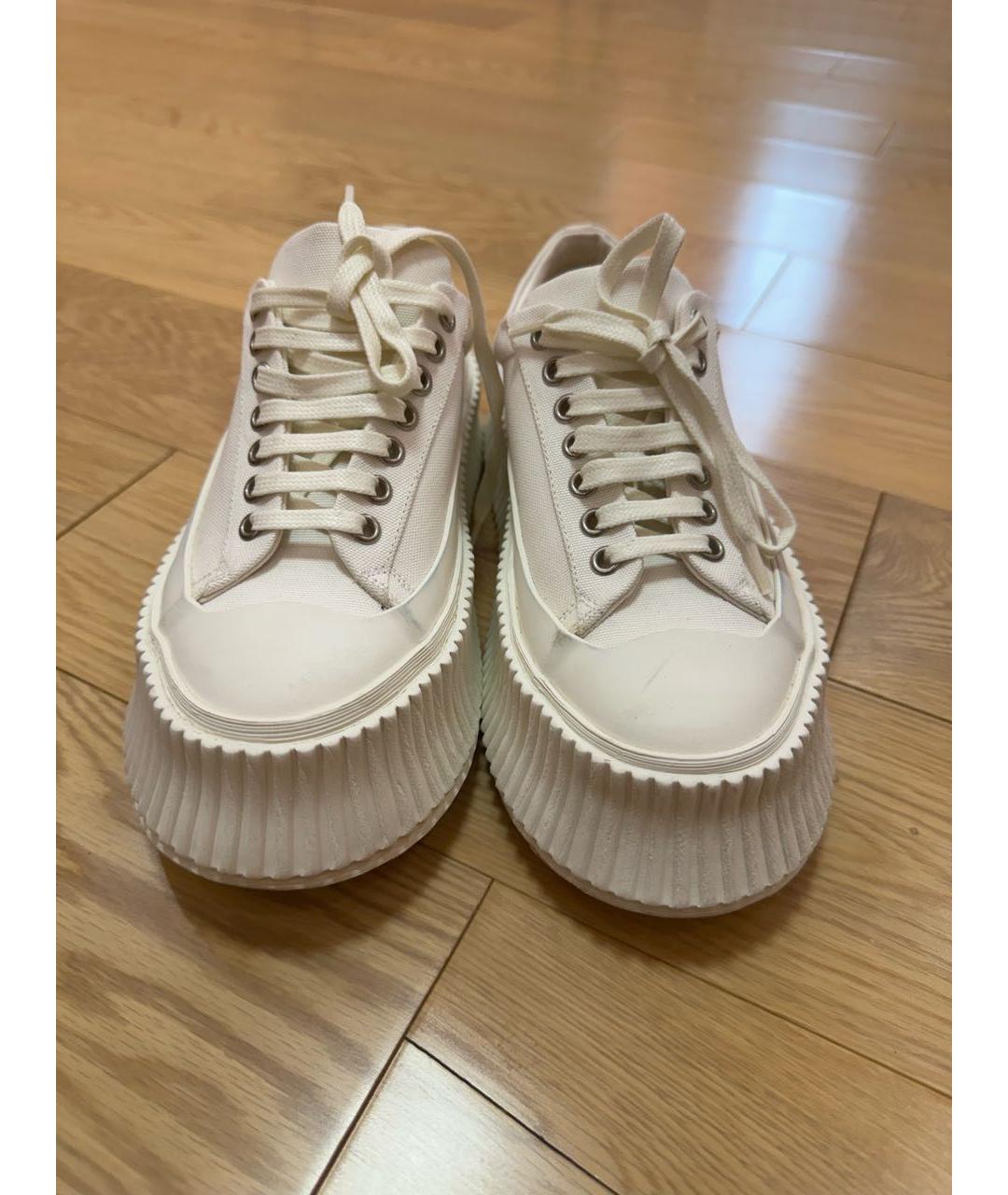 JIL SANDER Белые текстильные кеды, фото 2