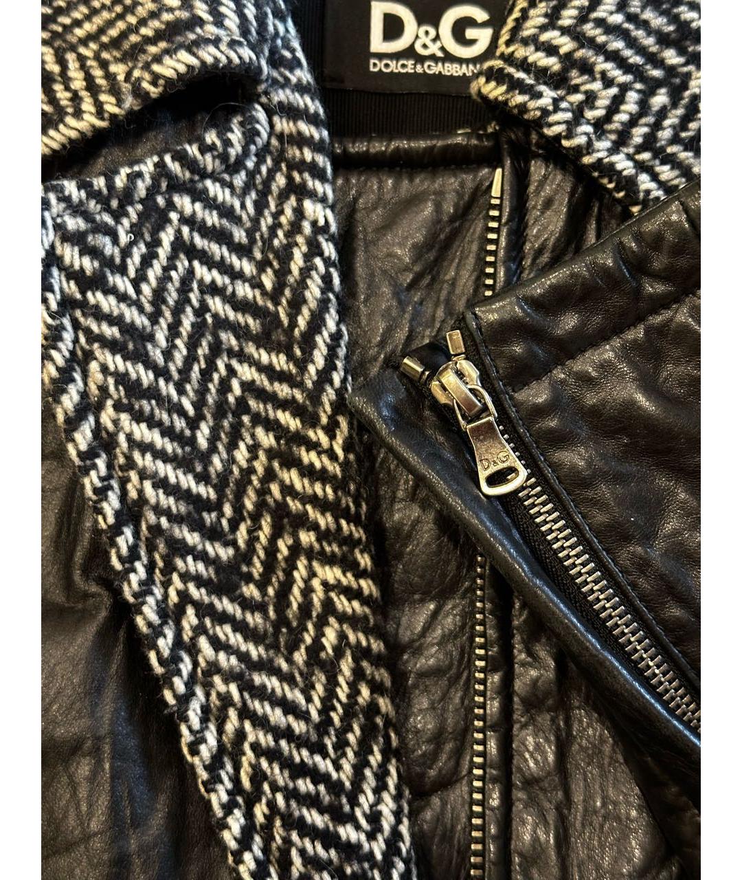 DOLCE&GABBANA Черная кожаная куртка, фото 4