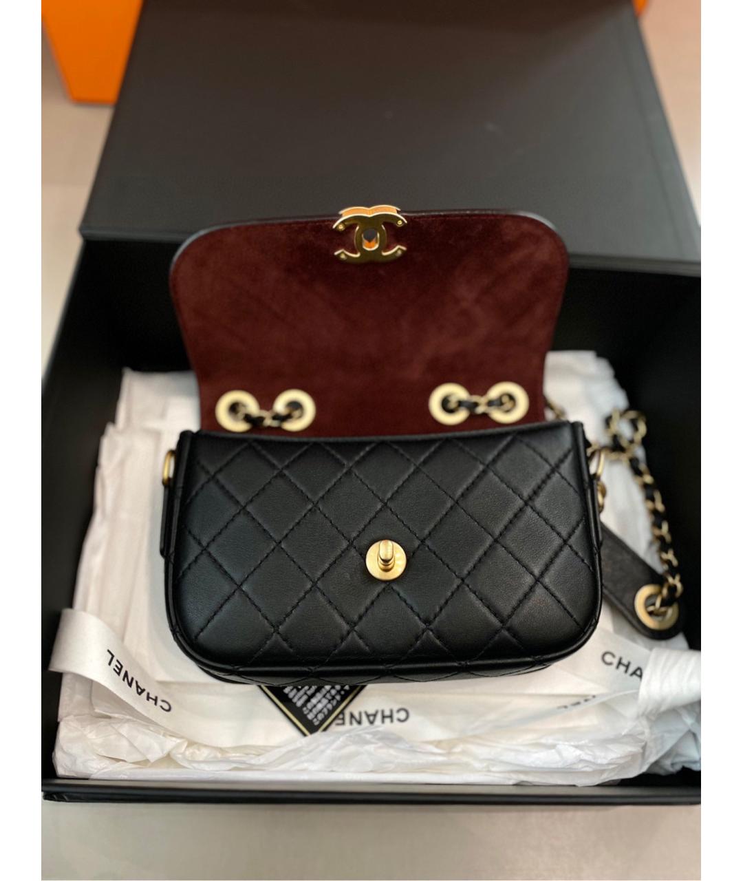 CHANEL Черная кожаная сумка через плечо, фото 6