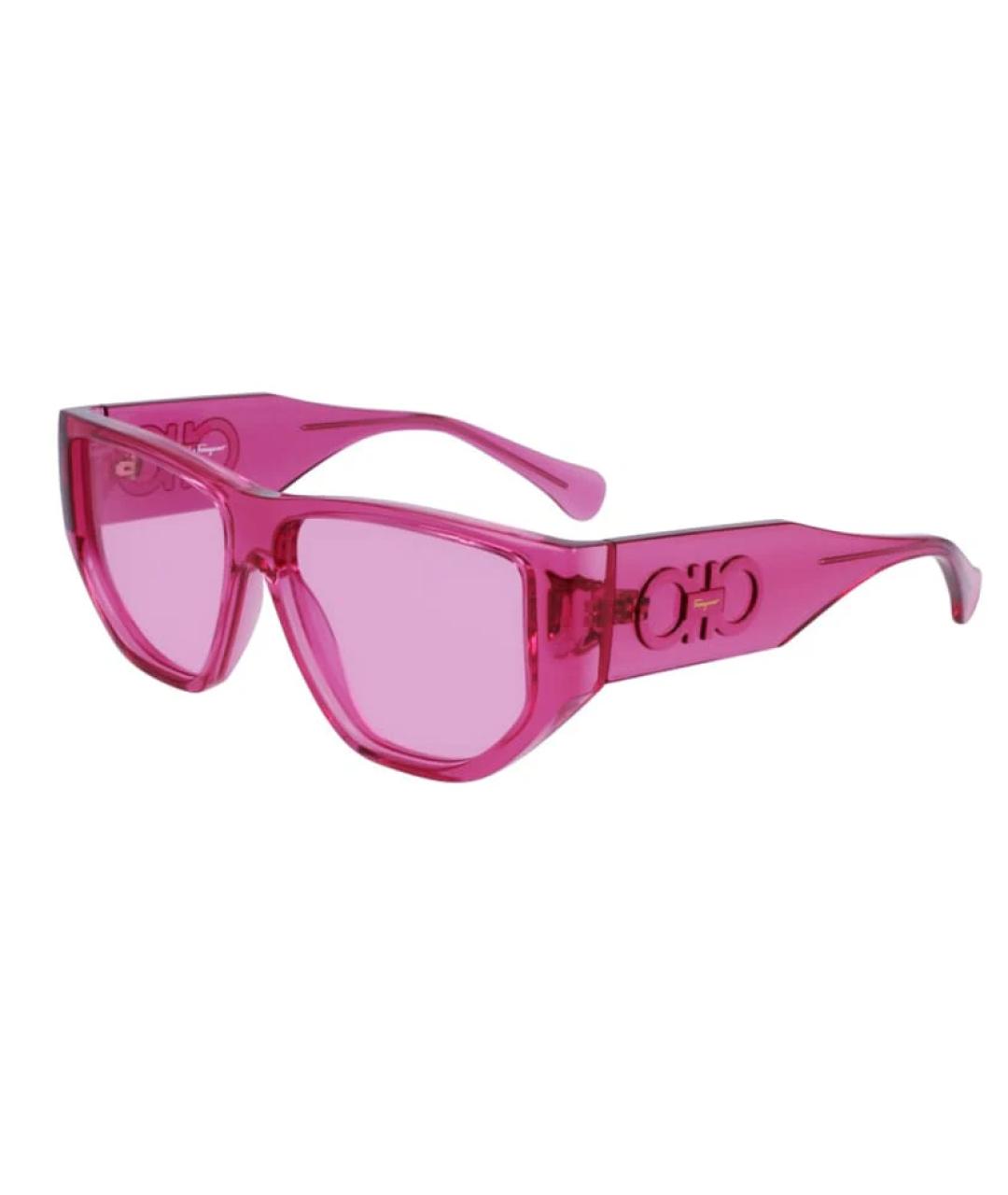 SALVATORE FERRAGAMO Розовые пластиковые солнцезащитные очки, фото 1