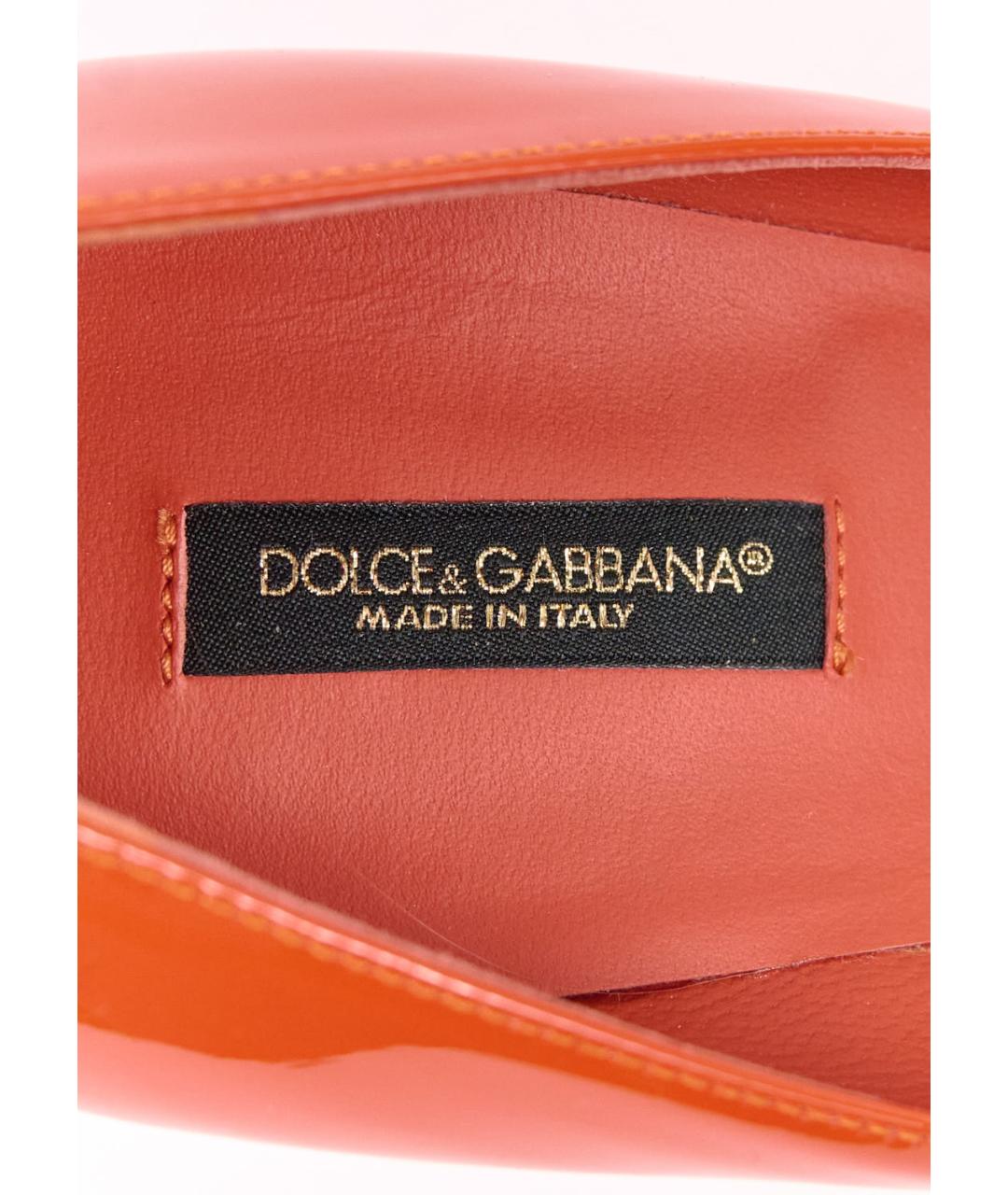 DOLCE&GABBANA Оранжевое туфли из лакированной кожи, фото 5