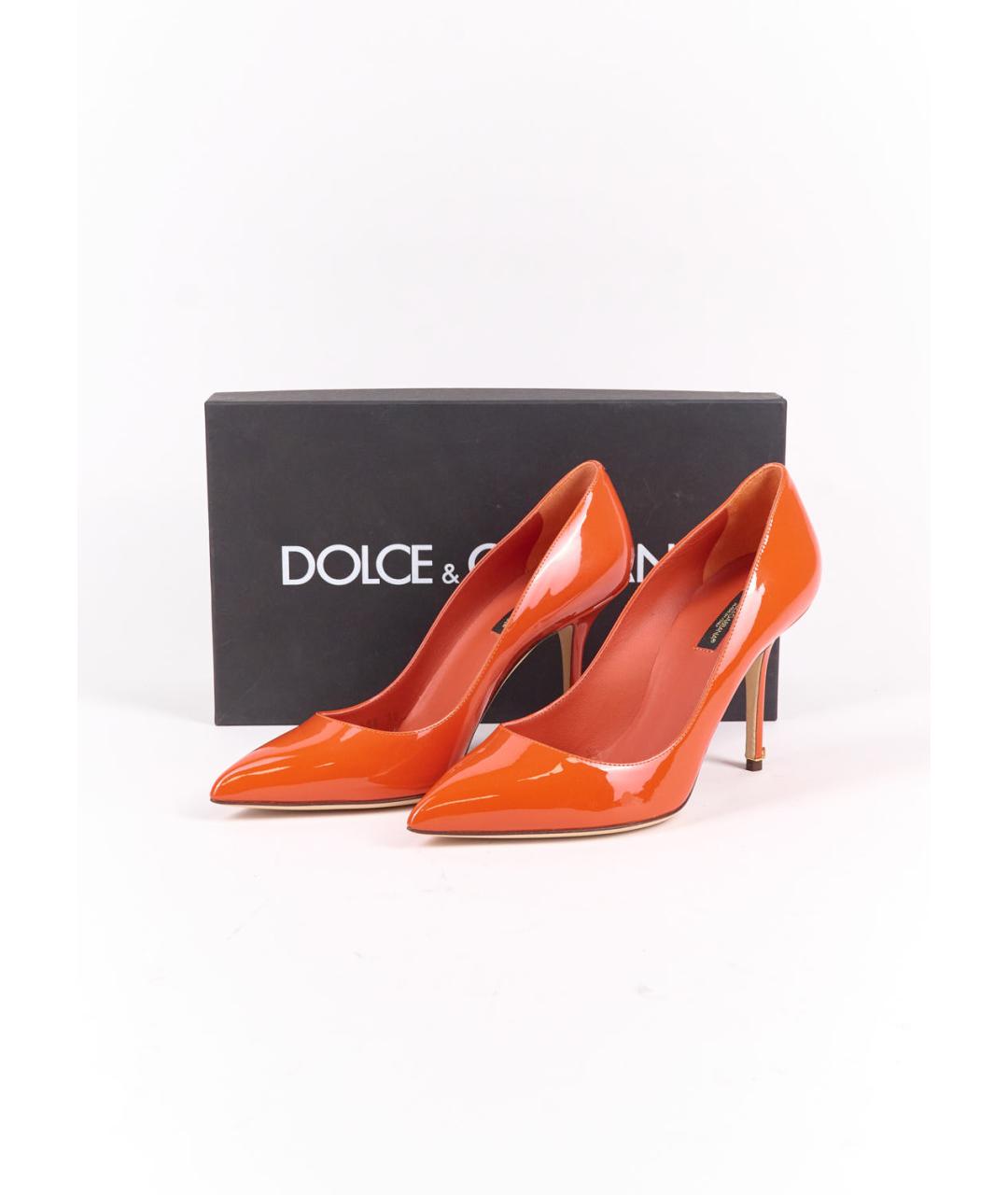 DOLCE&GABBANA Оранжевое туфли из лакированной кожи, фото 6