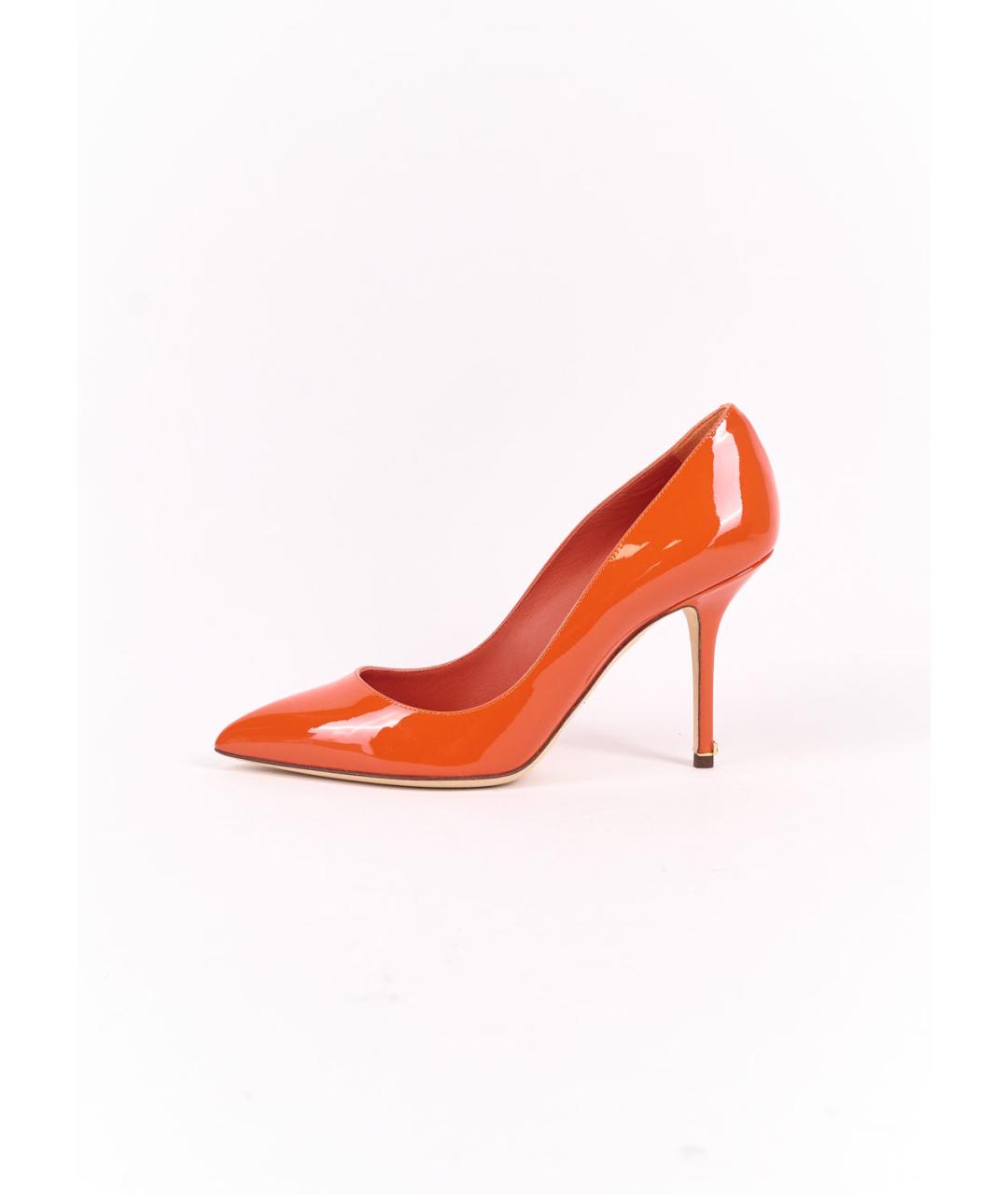 DOLCE&GABBANA Оранжевое туфли из лакированной кожи, фото 7