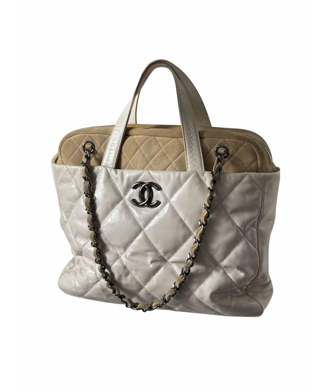 CHANEL PRE-OWNED Белая кожаная сумка тоут, фото 1