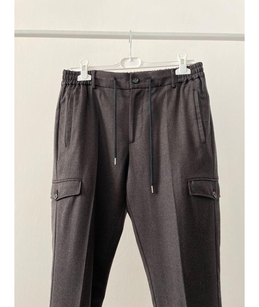 BERWICH Коричневые шерстяные повседневные брюки, фото 3