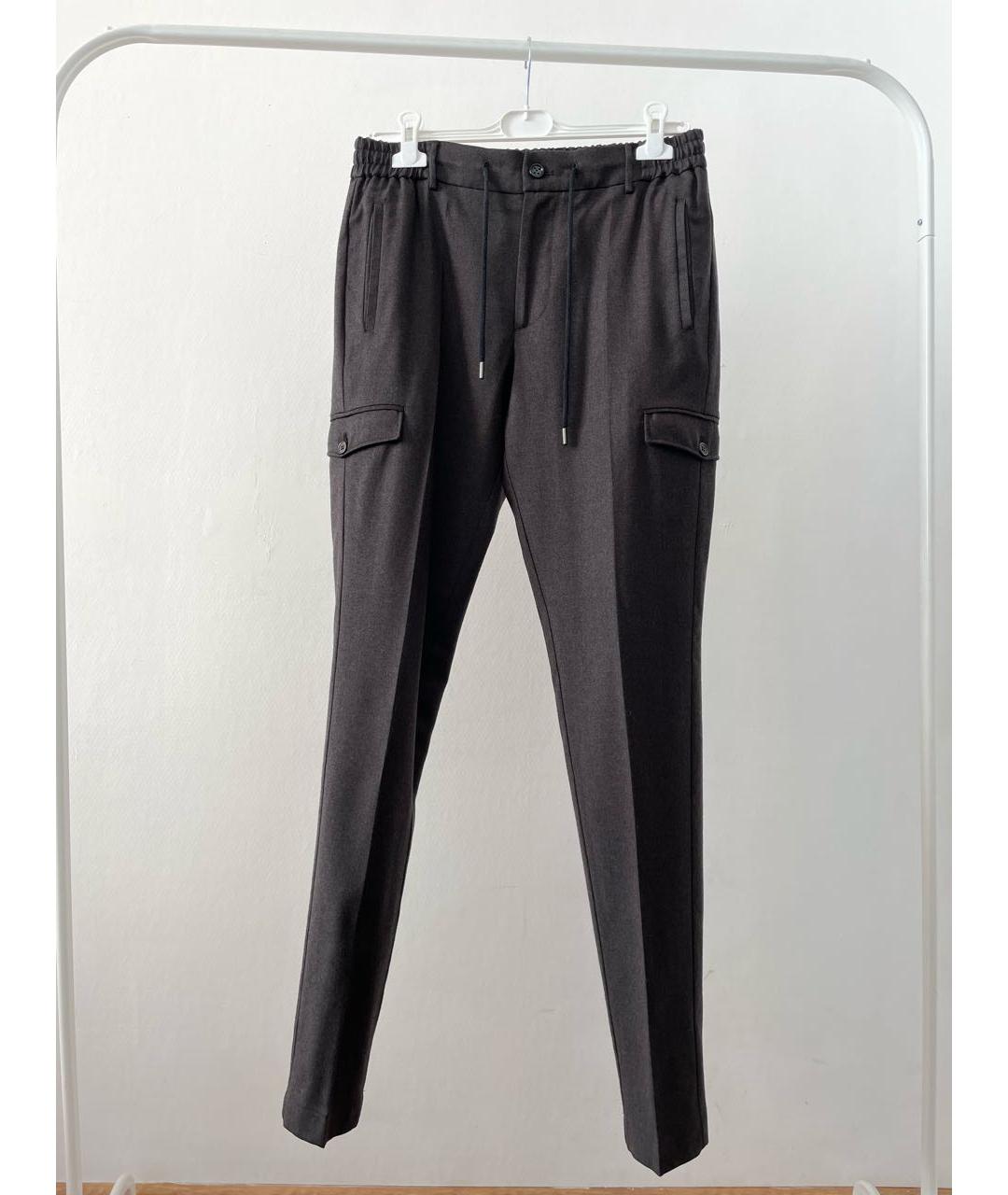 BERWICH Коричневые шерстяные повседневные брюки, фото 8