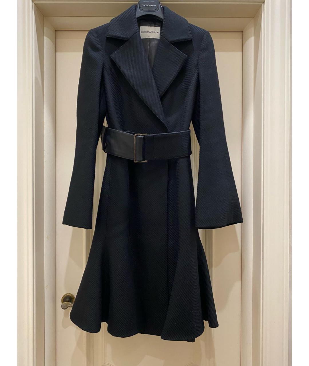 EMPORIO ARMANI Черное шерстяное пальто, фото 8