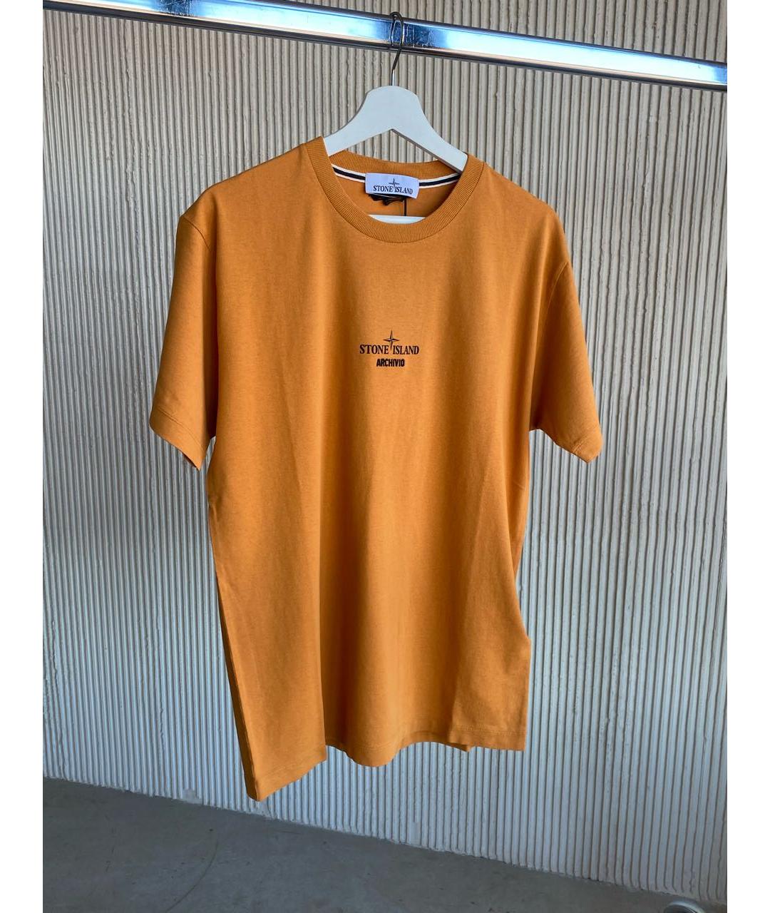 STONE ISLAND Оранжевая хлопковая футболка, фото 3
