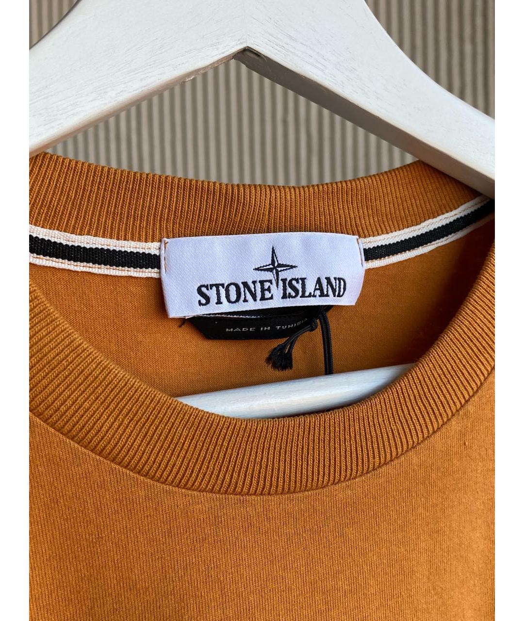 STONE ISLAND Оранжевая хлопковая футболка, фото 5