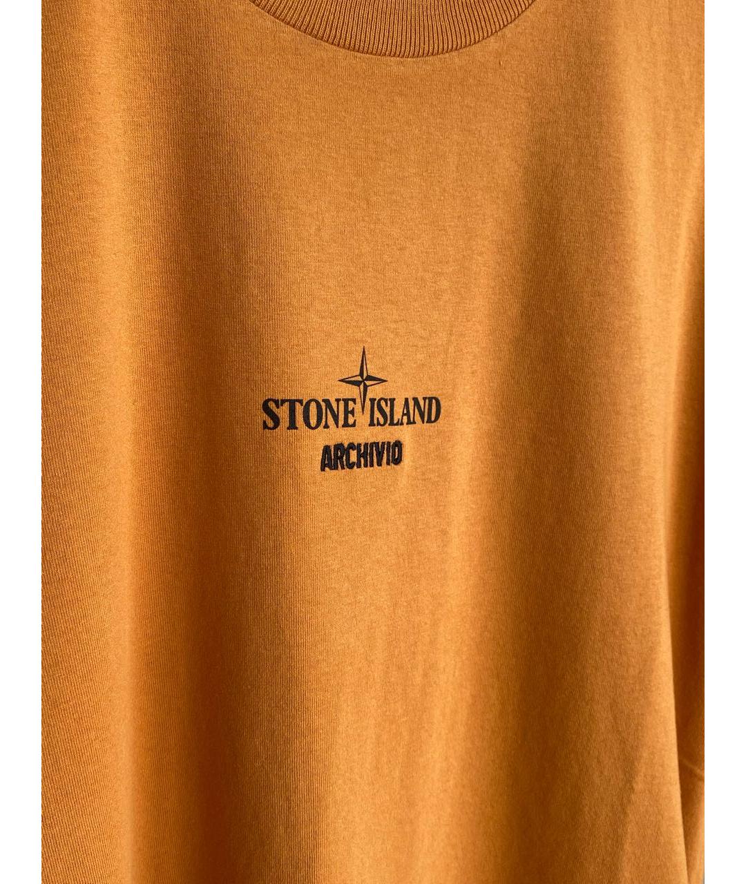 STONE ISLAND Оранжевая хлопковая футболка, фото 4