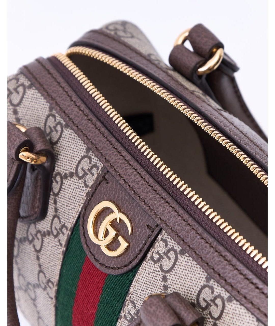 GUCCI Коричневая кожаная сумка через плечо, фото 4