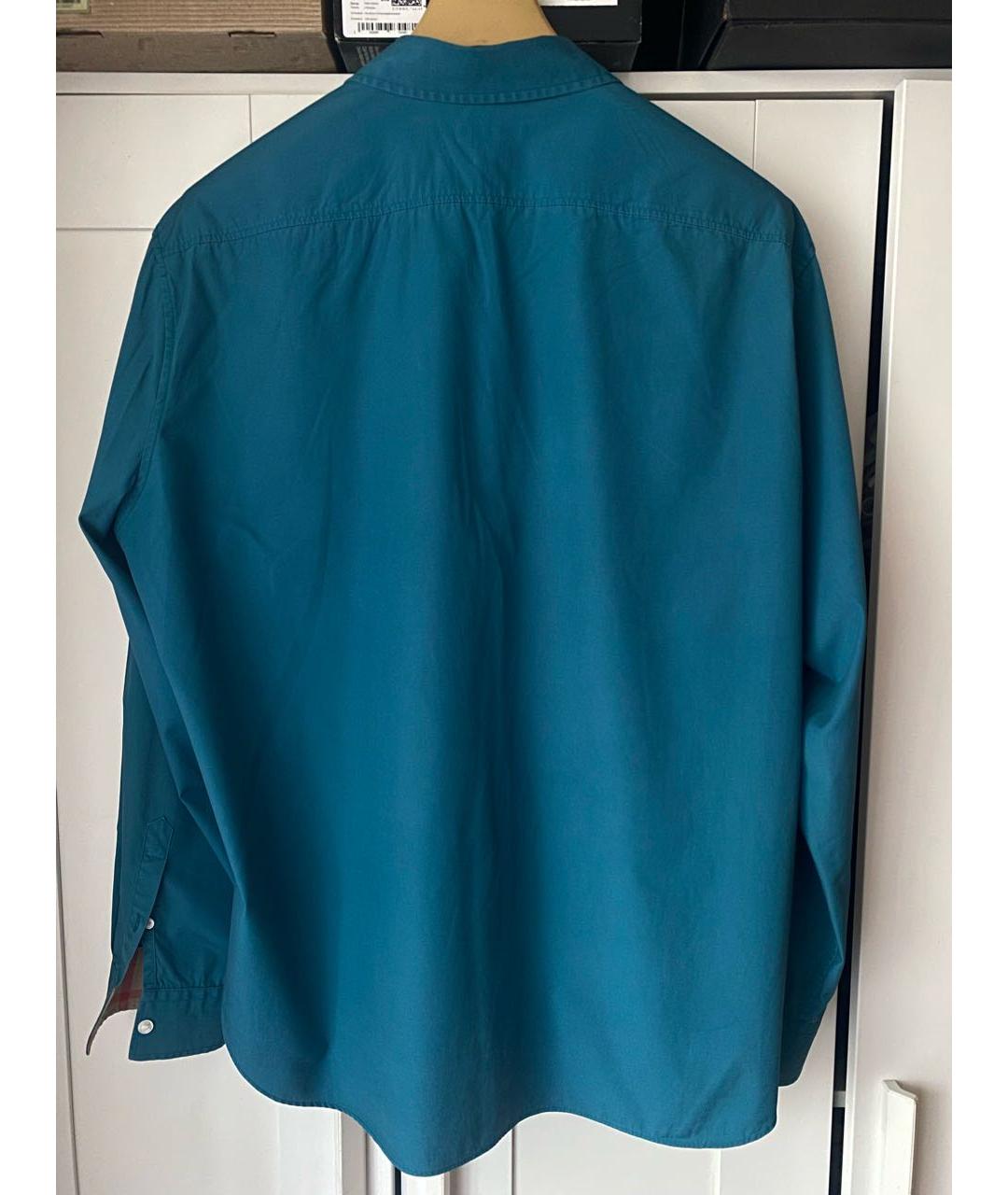 BURBERRY Бирюзовая хлопко-полиэстеровая кэжуал рубашка, фото 2