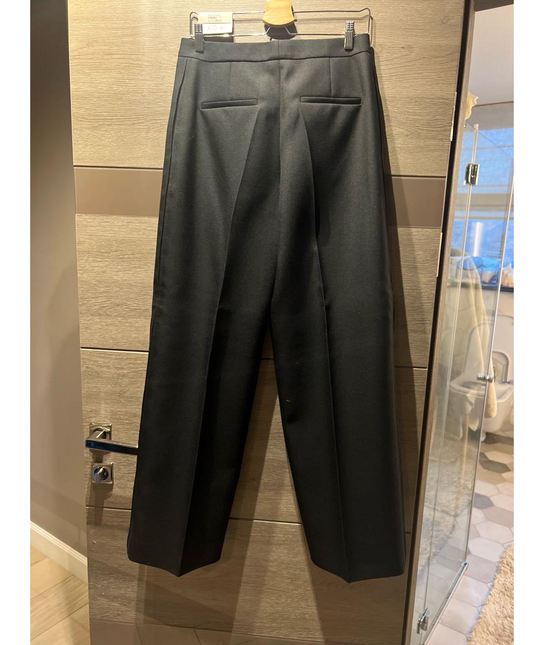 JIL SANDER Черные шерстяные брюки широкие, фото 2