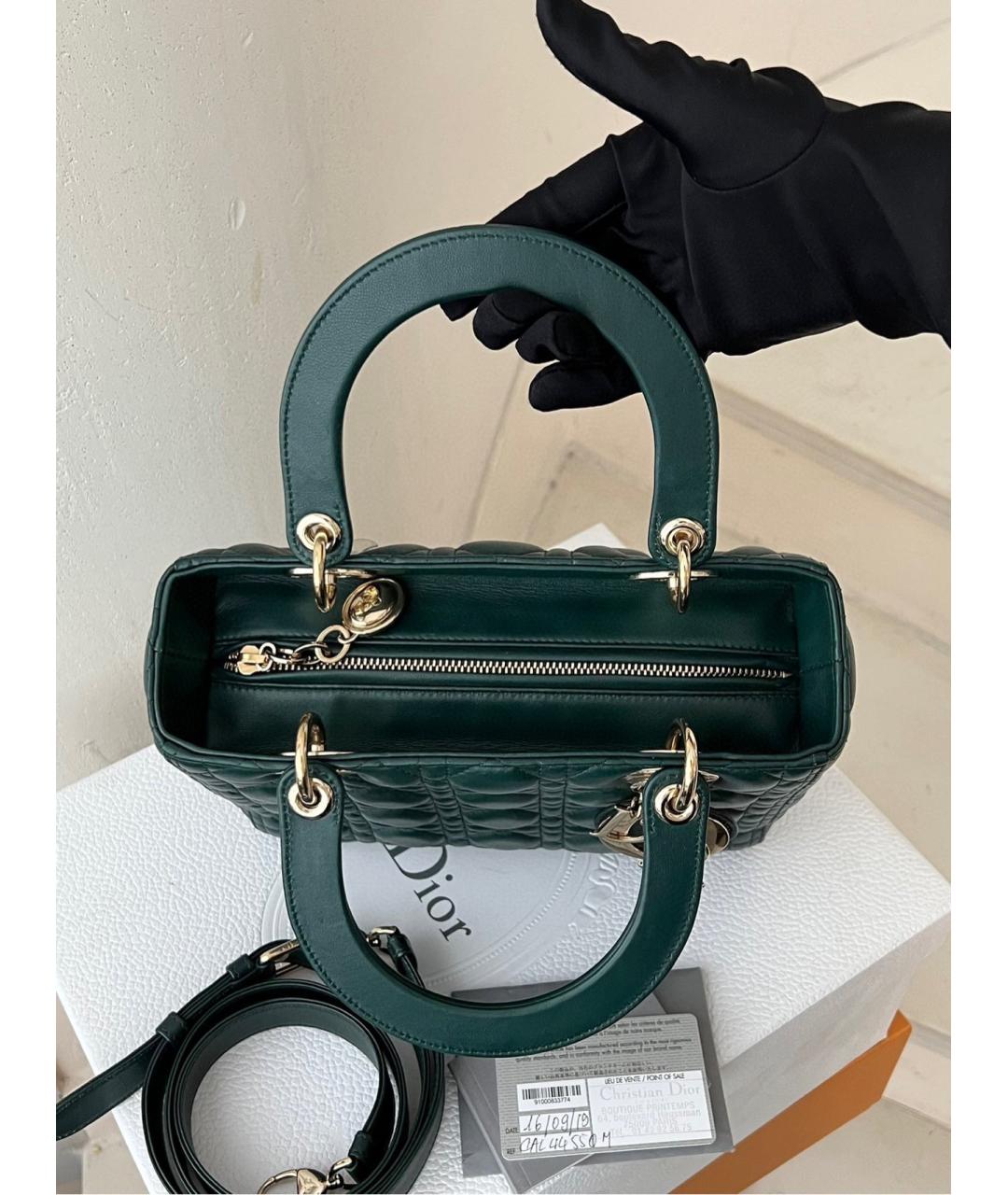 CHRISTIAN DIOR Зеленая кожаная сумка с короткими ручками, фото 7