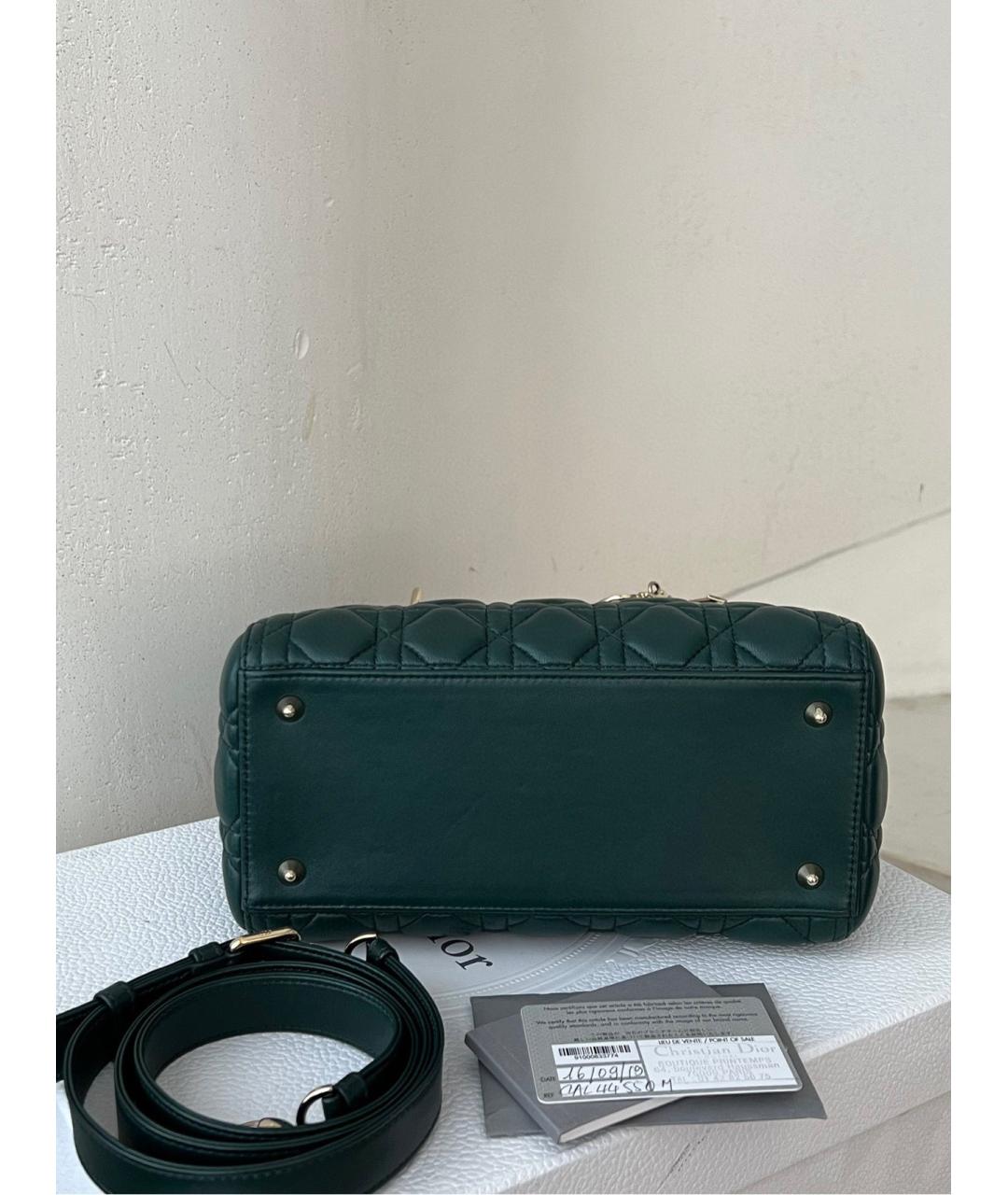 CHRISTIAN DIOR Зеленая кожаная сумка с короткими ручками, фото 5