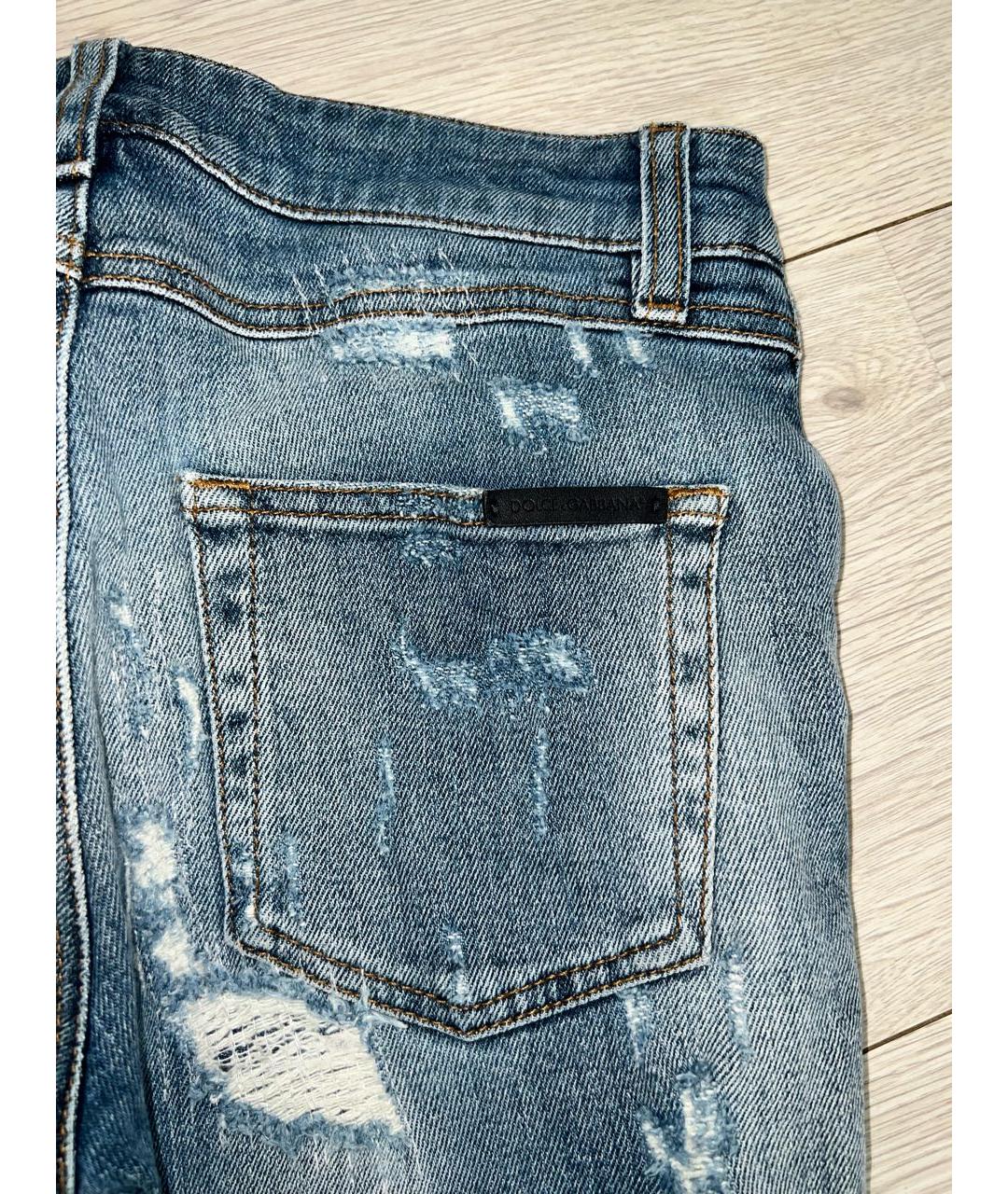 DOLCE&GABBANA Синие хлопко-эластановые джинсы слим, фото 5